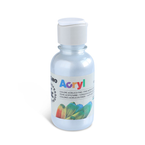Colore acrilico Primo in bottiglia PET con tappo dosatore 125 ml - 910 argento - 402TA125910
