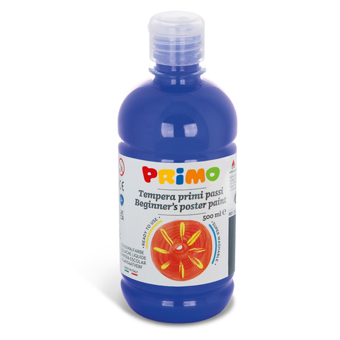 Tempera brillante in bottiglia in PET Primo Primi Passi 500 ml blu oltremare 202BR500500