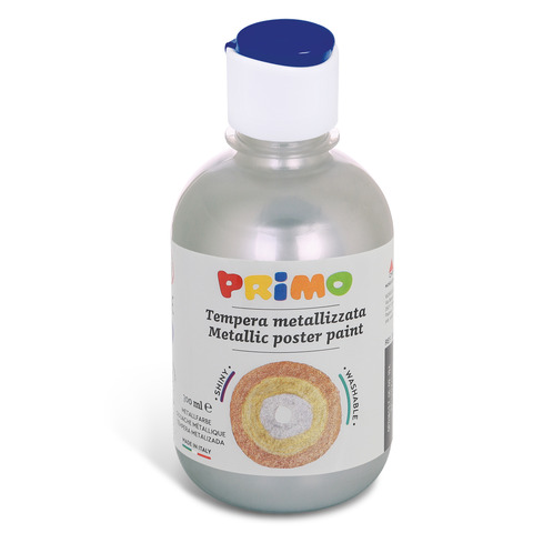 Tempera pronta metallizzata Primo con tappo misuratore 300 ml argento 233TM300910