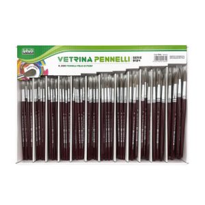 Espositore 228 pennelli in pelo di pony Lebez - punte assortite da 1  a 12 - 1984L