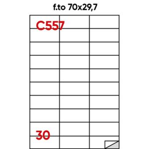 Etichette bianche permanenti Markin Copiatabu 70x29,7 mm - 30 et./ff - conf. 100 ff - X210C557
