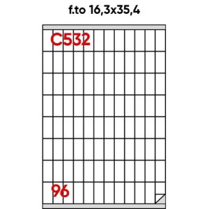 Etichette bianche permanenti Markin Copiatabu 16,3x35,4 mm con margine - 96 et./ff - conf. 100 ff A4 - X210C532