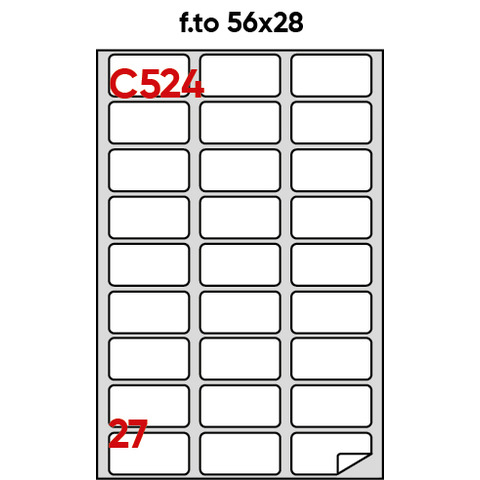 Etichette bianche permanenti Markin Copiatabu 56x28 mm - angoli arrotondati 27 et./ff - conf. 100 ff - X210C524