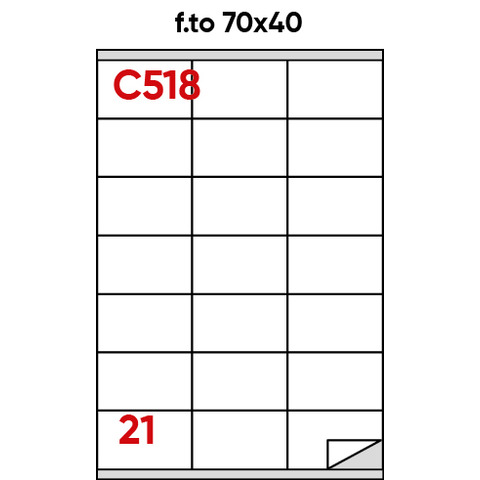 Etichette bianche permanenti Markin Copiatabu 70x40 mm con margine - 21 et./ff - conf. 100 ff - X210C518