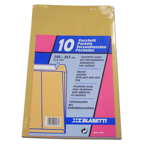 Busta a sacco Blasetti Monodex Avana - 120 g/m2 - in conf. 10 buste - 250x353 mm - 585