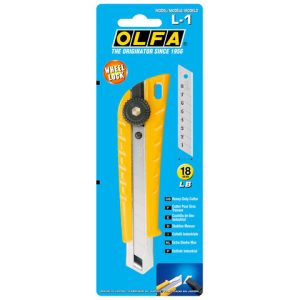 Cutter Olfa bloccalama a vite lama 18 mm acciaio inox - corpo in resina - colore giallo - L1