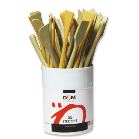 Barattolo di stecche in plastica per pittura DOM 18 cm - 35 pezzi - forme assortite - 256/35