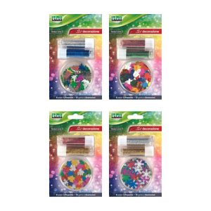 Set decorazioni Lebez Dekor Line 2 tubetti porporina + decorazioni glitter - 4 varianti assortite - 80541