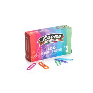 Scatola fermagli F3 Leone colori assortiti - conf. 100 pezzi - FXP103