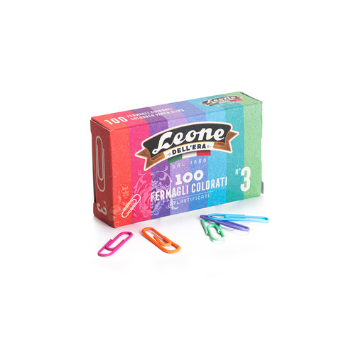 Scatola fermagli F3 Leone colori assortiti - conf. 100 pezzi - FXP103