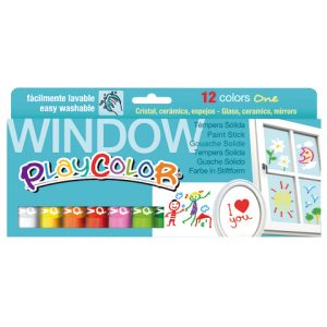 Playcolor tempera solida per vetri in stick 10 g - 6 colori assortiti - conf. 12 pezzi - 2011