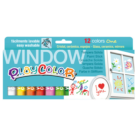Playcolor tempera solida per vetri in stick 10 g - 6 colori assortiti - conf. 12 pezzi - 2011