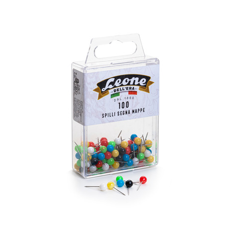 Spilli segna mappe Leone scatola appendibile colori assortiti - conf. 100 pezzi - APSM