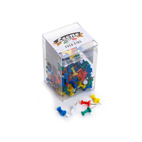 Barattolo push pins Leone 125 g colori assortiti PUB125