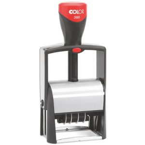 Timbro Colop autoinchiostrante datario con piastra personalizzabile 37x58 mm - 2660