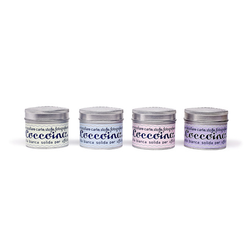 Barattolo in alluminio di colla Coccoina 125 g con pennello - conf. 10 colori assortiti pastello - 011 603 1090