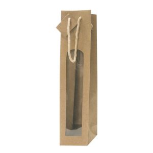Borsa portabottiglie con finestra Decoration in carta kraft avana - 9+8,5xH.37 cm - conf. 10 pz - BCA335NA