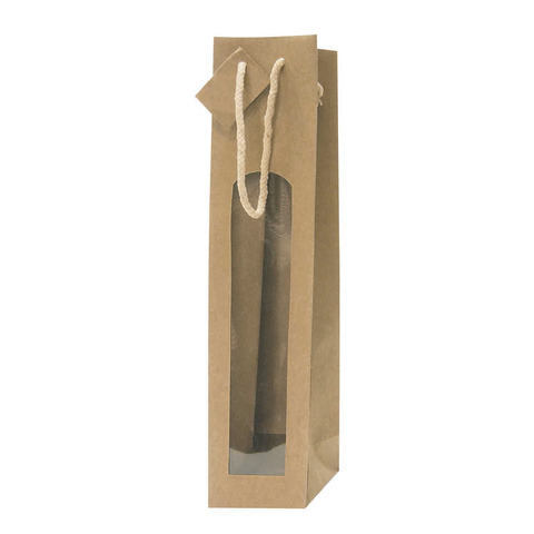 Borsa portabottiglie con finestra Decoration in carta kraft avana - 9+8,5xH.37 cm - conf. 10 pz - BCA335NA