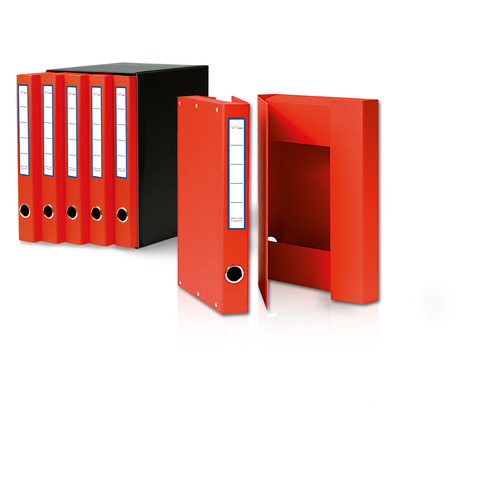 Gruppo di sei cartelle ad anelli Euro-cart - formato 26x34 cm colore rosso XSA06RO