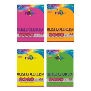 Carta colorata fluo formato A4 Nikoffice 4 colori assortiti fluo 160 g - 125 ff - 23NIK123