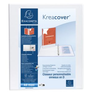 Raccoglitore Exacompta personalizzabile 4 anelli - colore bianco - 51842E