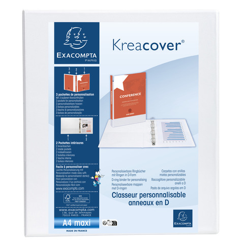 Raccoglitore Exacompta personalizzabile 4 anelli - colore bianco - 51842E