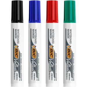 Marcatore per lavagne bianche BIC Velleda 1791 a scalpello tratto 3,3-4,6 mm conf. 4 colori assortiti - 8757892
