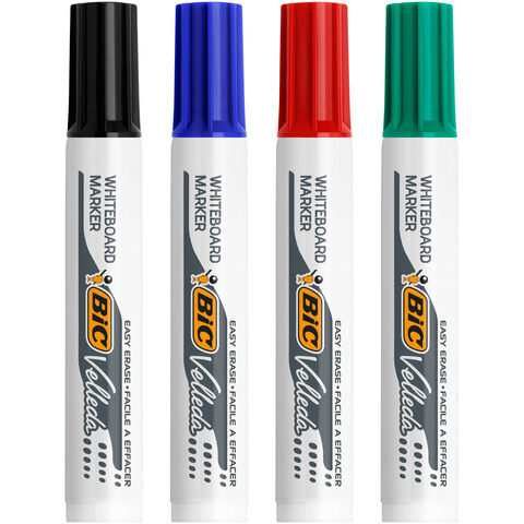 Marcatore per lavagne bianche BIC Velleda 1791 a scalpello tratto 3,3-4,6 mm conf. 4 colori assortiti - 8757892