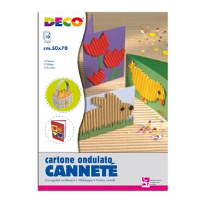 Cartoncino ondulato cannetè Deco 50x70 cm - 230 g - colori assortiti - conf. 10 pezzi - 2205