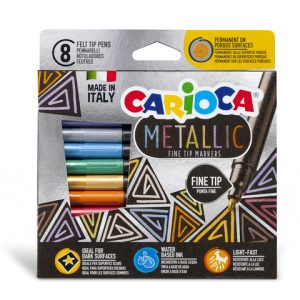 Pennarelli Carioca Metallic a punta fine - conf. da 8 colori assortiti - 43162