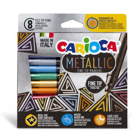 Pennarelli Carioca Metallic a punta fine - conf. da 8 colori assortiti - 43162