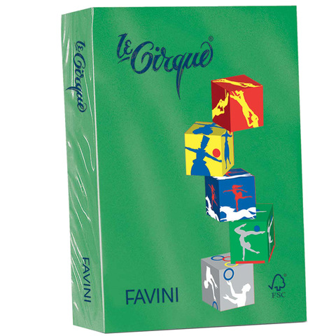 Carta colorata Favini Le Cirque A4 160 g/m² colori forti - risma da 250 fogli verde bandiera - A74D304