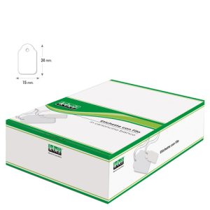 Etichette con filo in cartoncino bianco Lebez formato 15x24 mm - conf. 1000 pezzi - A388
