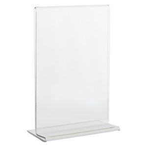Portadepliant in PET Lebez con base a T formato A6 10,5x15cm - trasparente - 80996
