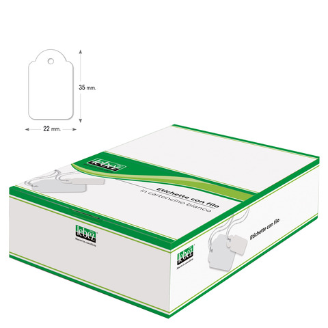 Etichette con filo in cartoncino bianco Lebez formato 22x35 mm - conf. 500 pezzi - A390