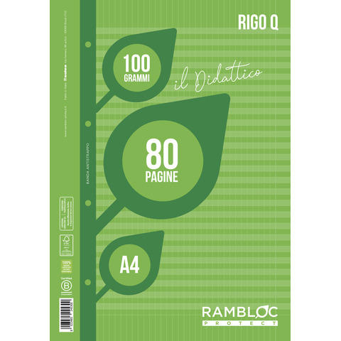 Blocco ricambio didattico Rambloc formato A4 40 ff - 100g rigatura Q - 90524385