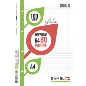 Ricambio quaderni ad anelli Rambloc formato A4 -32 ff +8 ff B 90524323