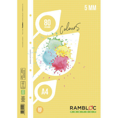 Ricambio rinforzato quaderni ad anelli Rambloc formato A4 colore giallo - 5 mm - 90524122