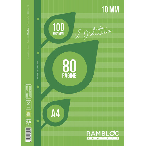 Blocco ricambio didattico Rambloc formato A4 40 ff - 100g rigatura 10 mm - 90524384