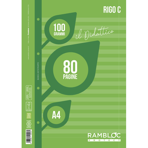 Blocco ricambio didattico Rambloc formato A4 40 ff - 100g rigatura C - 90524382