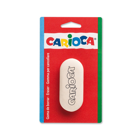Gomma per cancellare bianca arrotondata Carioca in blister - 40142