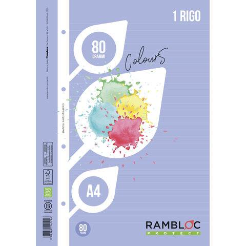 Ricambio rinforzato quaderni ad anelli Rambloc formato A4 colore azzurro - 1R - 90524129