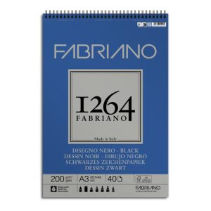 Blocco da disegno spiralato 1264 200 g - 40 fogli neri A3 - 19100653