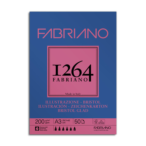 Blocco collato Fabriano Illustrazione 200 g - 50 fogli A3 - 19100655