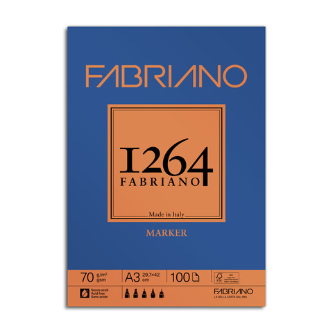 Blocco di carta collato Fabriano 1264 Marker 70 g A3 - 19100641