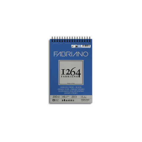Blocco da disegno spiralato 1264 200 g - 40 fogli neri A5 - 19100651