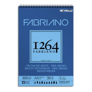 Blocco spiralato tecniche miste Fabriano 1264 - 300 g A3 - 30 fogli - 19100644