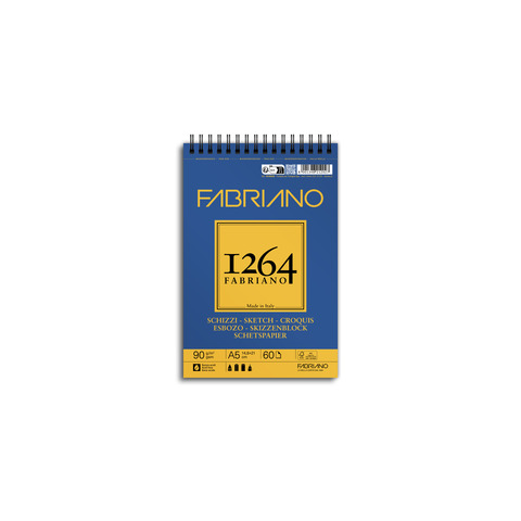 Blocco spiralato Fabriano 1264 schizzi 90 g 60 fogli A5 - spirale lato corto - 19100636