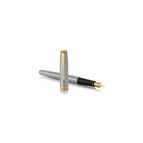 Penna stilografica Parker Sonnet Parker punta F inchiostro nero Stainless Steel GT - 1931504