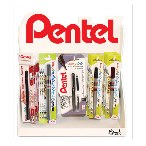 Espositore 85 blister Pentel Mini Brush Center colori assortiti 0022292